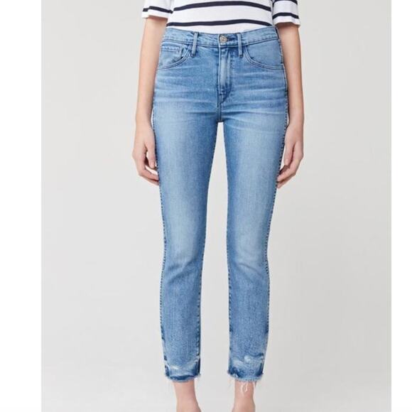 New Anthropologie 3X1 Made USA Straight Leg Raw Hem Edge Jean Women's Capsule - Picture 3 of 12